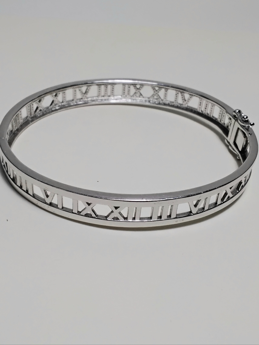 925 Silver Roman Numeral Hinged Bracelet